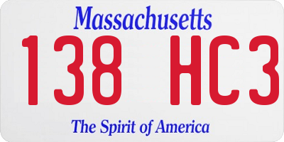 MA license plate 138HC3