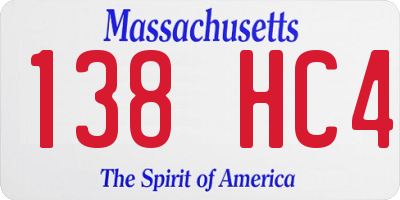 MA license plate 138HC4