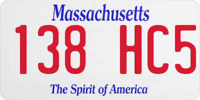 MA license plate 138HC5