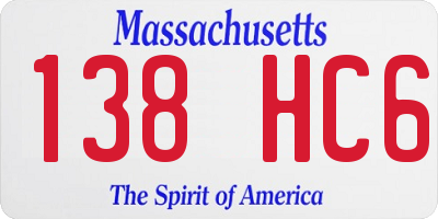 MA license plate 138HC6