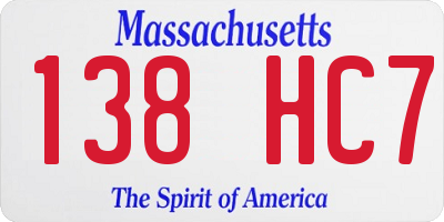 MA license plate 138HC7