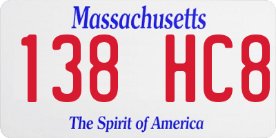 MA license plate 138HC8