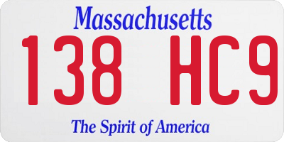 MA license plate 138HC9