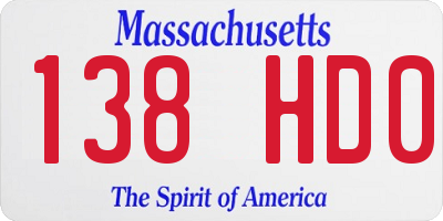 MA license plate 138HD0
