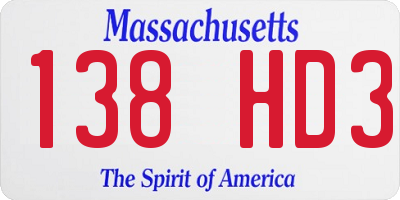 MA license plate 138HD3