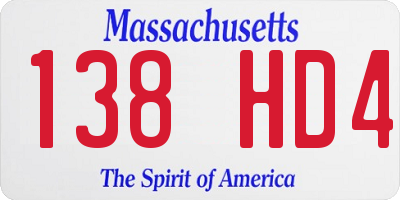 MA license plate 138HD4