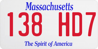 MA license plate 138HD7