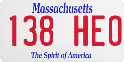 MA license plate 138HE0