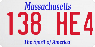 MA license plate 138HE4