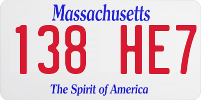 MA license plate 138HE7