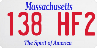 MA license plate 138HF2
