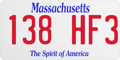 MA license plate 138HF3