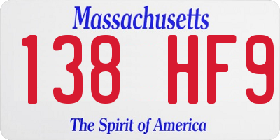 MA license plate 138HF9