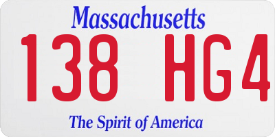MA license plate 138HG4