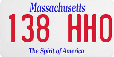 MA license plate 138HH0