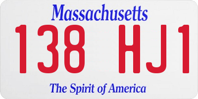 MA license plate 138HJ1