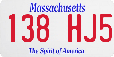MA license plate 138HJ5