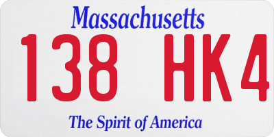 MA license plate 138HK4