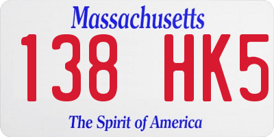 MA license plate 138HK5