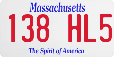 MA license plate 138HL5