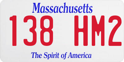 MA license plate 138HM2