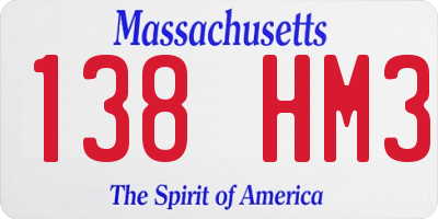 MA license plate 138HM3