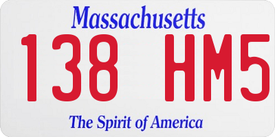 MA license plate 138HM5
