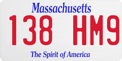 MA license plate 138HM9