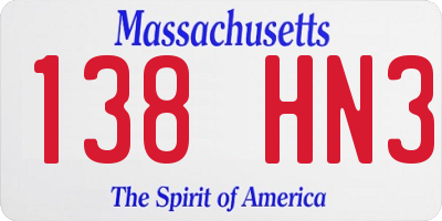 MA license plate 138HN3