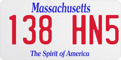 MA license plate 138HN5