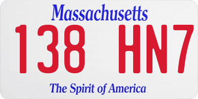 MA license plate 138HN7