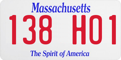 MA license plate 138HO1