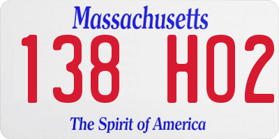 MA license plate 138HO2