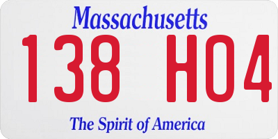 MA license plate 138HO4