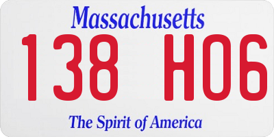 MA license plate 138HO6