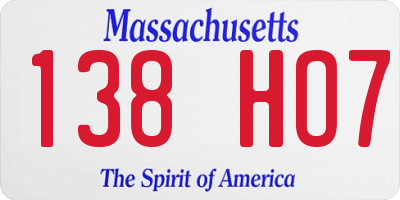 MA license plate 138HO7