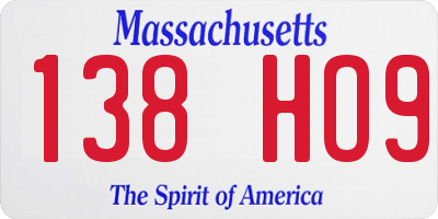MA license plate 138HO9