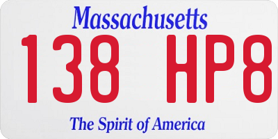 MA license plate 138HP8