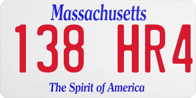 MA license plate 138HR4
