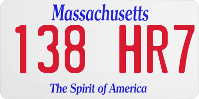 MA license plate 138HR7