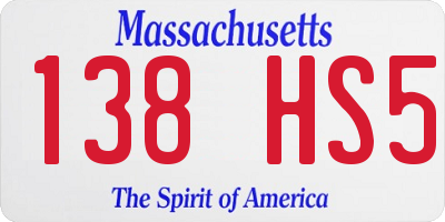 MA license plate 138HS5