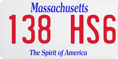 MA license plate 138HS6