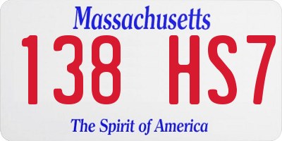 MA license plate 138HS7