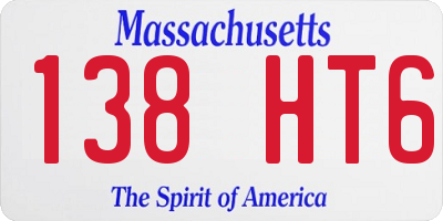 MA license plate 138HT6