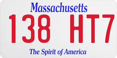 MA license plate 138HT7