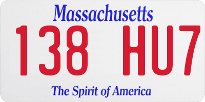 MA license plate 138HU7
