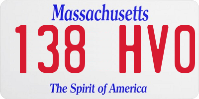 MA license plate 138HV0