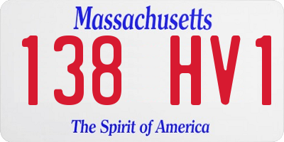 MA license plate 138HV1