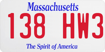 MA license plate 138HW3