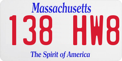 MA license plate 138HW8